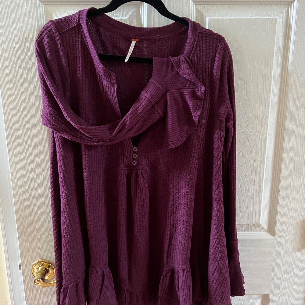 Free People Burgundy Top Sz XS
